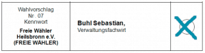 Wahlvorschlag Nr. 07 Freie Wähler Heilsbronn Bürgermeisterkandidat Sebastian Buhl